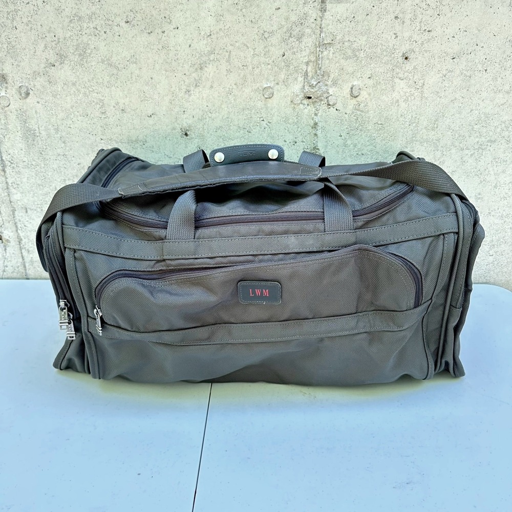 Tumi Large Duffel Bag Alpha Ballistic‎ Nylon Green Travel Weekender Monogrammed
